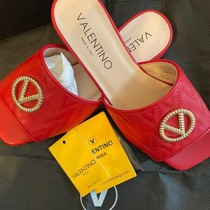 Valentino by Mario Valentino - New - Red Leather Sandals